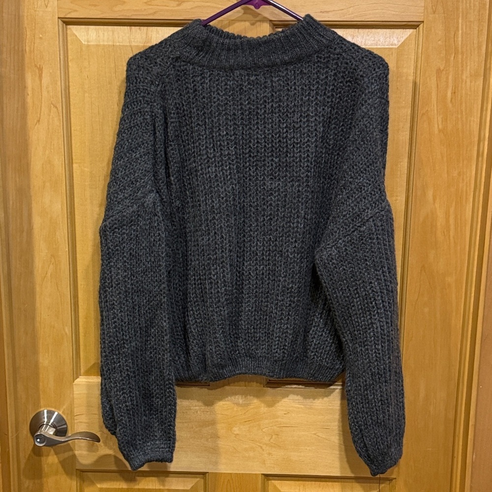 Simple Dark Gray Crew Neck Sweater - Picture 11 of 16